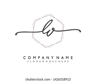 initials letter LV handwriting logo vector template