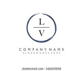 initials letter LV handwriting logo vector template