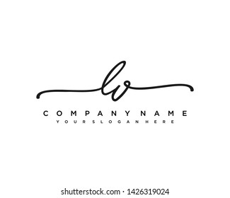 initials letter LV handwriting logo vector template