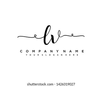 initials letter LV handwriting logo vector template
