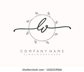 initials letter LV handwriting logo vector template