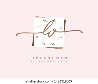 initials letter LV handwriting logo vector template