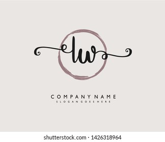 initials letter LW handwriting logo vector template