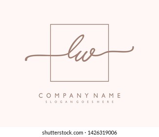 initials letter LW handwriting logo vector template