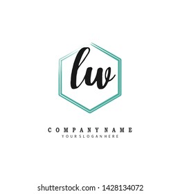 initials letter LW handwriting logo vector template