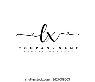 initials letter LX handwriting logo vector template