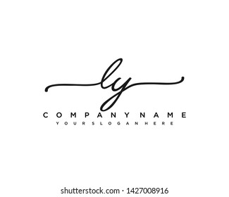 initials letter LY handwriting logo vector template