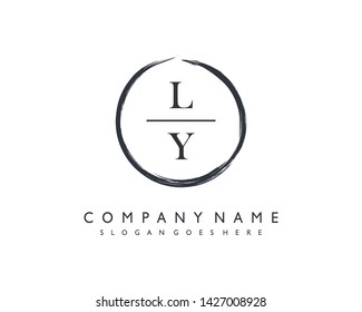 initials letter LY handwriting logo vector template