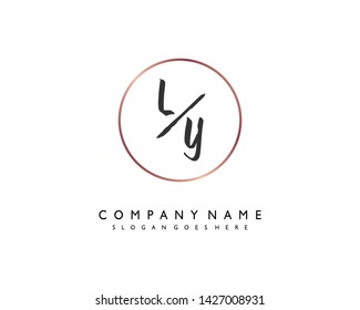 initials letter LY handwriting logo vector template