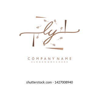 initials letter LY handwriting logo vector template