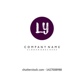 initials letter LY handwriting logo vector template