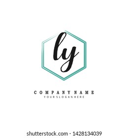 initials letter LY handwriting logo vector template