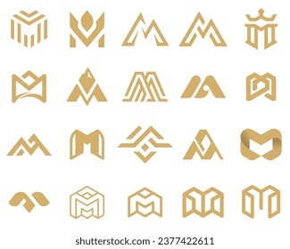Letra inicial m vector de diseño de logotipo conjunto abstracto	