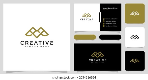 initials letter M logo vector design line style