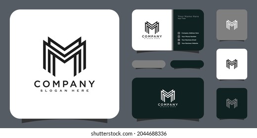 initials letter M logo vector design and business card