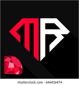 initials letter M & R in diamond shape