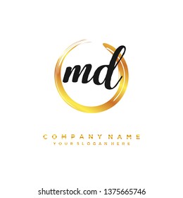 initials letter MD handwriting logo vector template