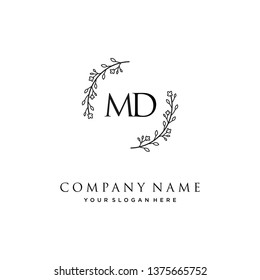 initials letter MD handwriting logo vector template
