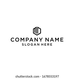 initials letter md hexagon logo design vector illustration template