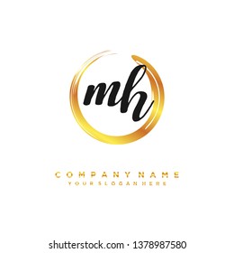 initials letter MH handwriting logo vector template