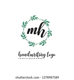 initials letter MH handwriting logo vector template