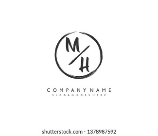 initials letter MH handwriting logo vector template