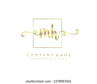 initials letter MH handwriting logo vector template