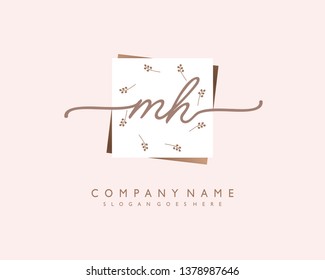 initials letter MH handwriting logo vector template