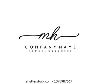 initials letter MH handwriting logo vector template