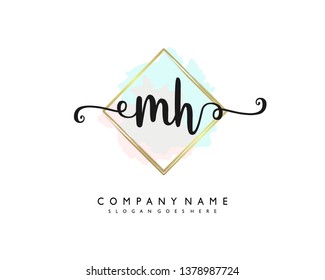 initials letter MH handwriting logo vector template