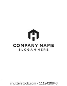 initials letter mh hexagon logo design vector illustration template