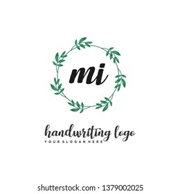 initials letter MI handwriting logo vector template