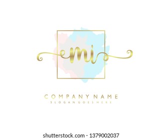 initials letter MI handwriting logo vector template