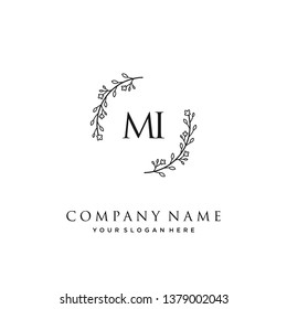 initials letter MI handwriting logo vector template