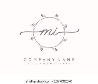 initials letter MI handwriting logo vector template