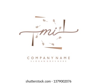 initials letter MI handwriting logo vector template