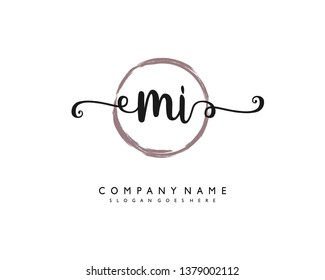 initials letter MI handwriting logo vector template