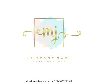 initials letter MJ handwriting logo vector template