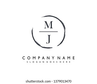 initials letter MJ handwriting logo vector template