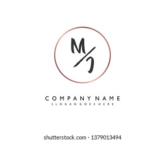 initials letter MJ handwriting logo vector template