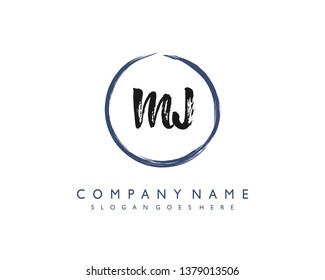 initials letter MJ handwriting logo vector template