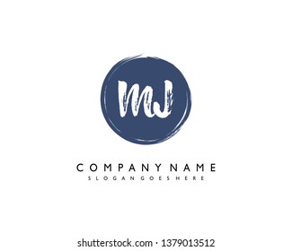 initials letter MJ handwriting logo vector template
