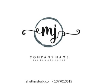 initials letter MJ handwriting logo vector template