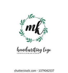 initials letter MK handwriting logo vector template