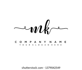 initials letter MK handwriting logo vector template