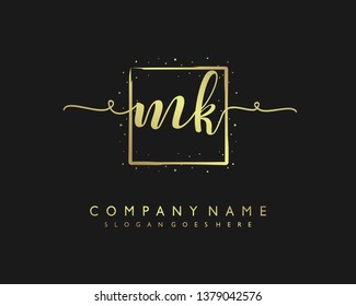 initials letter MK handwriting logo vector template