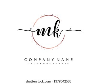 initials letter MK handwriting logo vector template