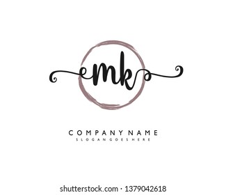 initials letter MK handwriting logo vector template