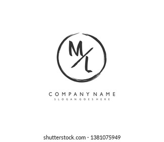initials letter ML handwriting logo vector template