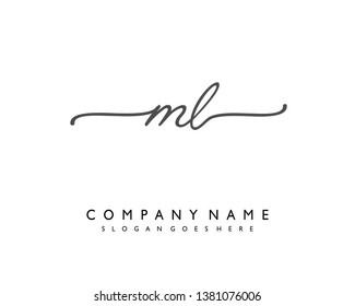 initials letter ML handwriting logo vector template